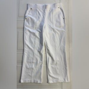 Michael Kors Women’s Sz L White Cropped Wide Leg Pleated Trousers Pants